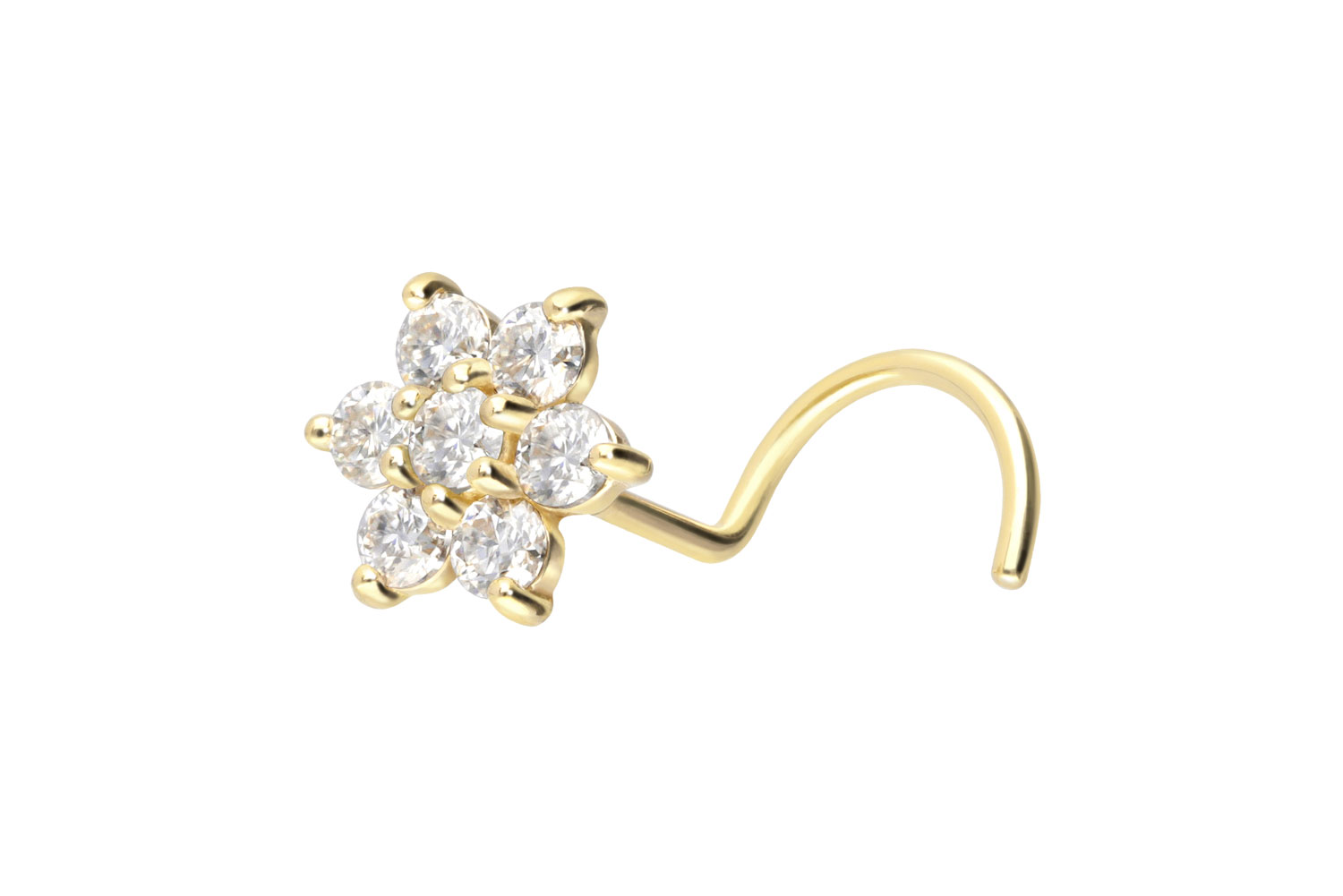 14/18 Karat Gold Nasenstecker Nasenpiercing Spirale MOISSANIT-BLUME